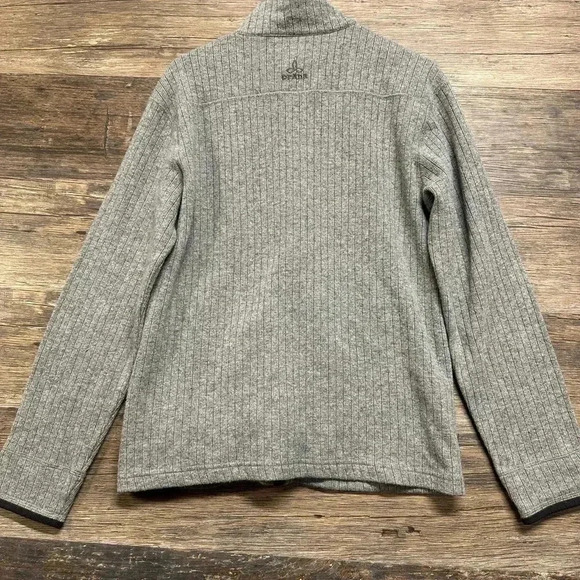 Prana Gray Full Zip Up Sweater Size Medium - Picture 2 of 5